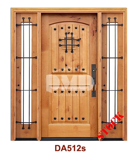 DA512s Knotty Alder 2 Panel Arch w/v-groove, clavos & speak easy