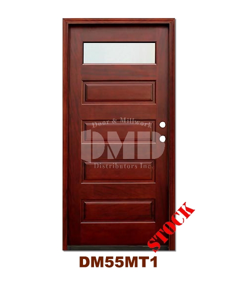 DM55MT1 1 Lite Contemporary Mist Glass Exterior Wood Mahogany Door