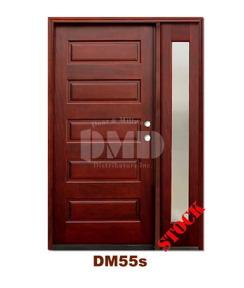 DM55s 5 Panel Contemporary Exterior Wood Mahogany Door