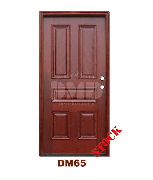 DM65 5 Panel Contemporary Exterior Wood Mahogany Door